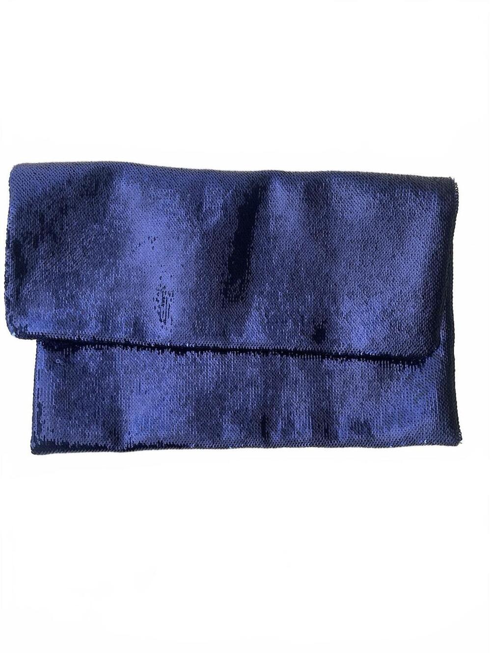 no contemporary shop Blue Sequin Clutch Bag Silver Zipper Rectangle Women